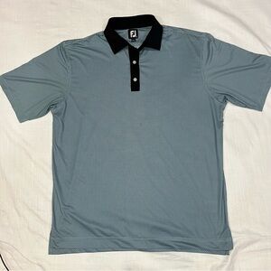 FootJoy Teal Blue Micro-Check Golf Polo XL | Stretch Performance Shirt